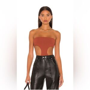 Superdown Darcey Cut Out Bodysuit in Rust.